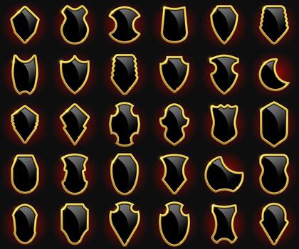 Glass shield set with bright glossy finish and soft protective forms in a clean style. vector