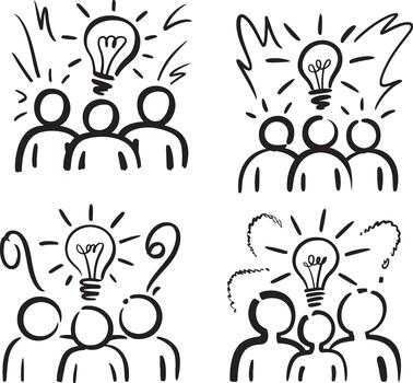 Idea Bulb People Group Illustration Brainstorming Graphics for Teamwork Concepts vector
