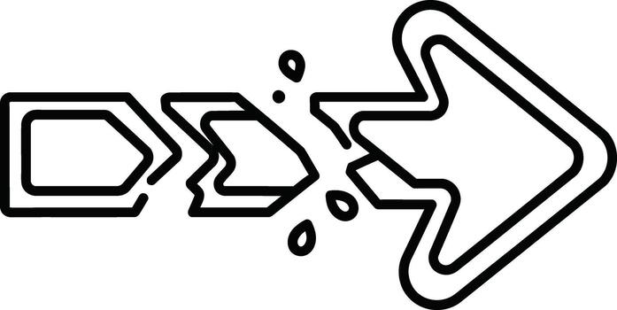 Abstract arrow design with broken effect vector