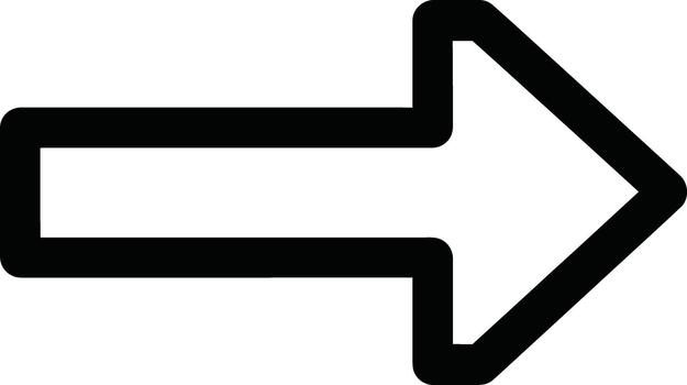 A simple right arrow with rounded corners for navigation and direction vector