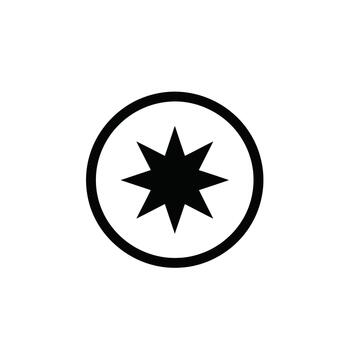 Glacial Eight-Pointed Star Silhouette within a Rounded Frame vector
