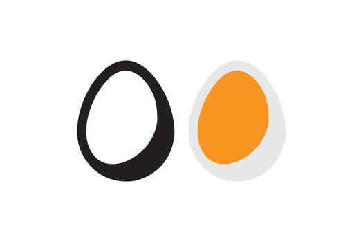 An egg and an egg shell are shown in a white background vector