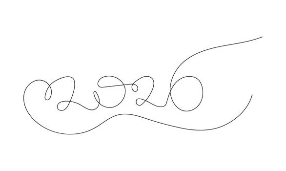 Continuous Line 2026 New Year Outline Animation vector