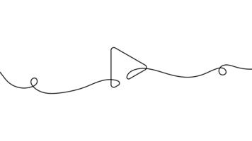 animering av en enda kontinuerlig linje formning en spela knapp ikon. de kontur är dragen mjukt i ett stroke, skapande en minimalistisk och modern rörelse grafisk. perfekt för introduktioner video