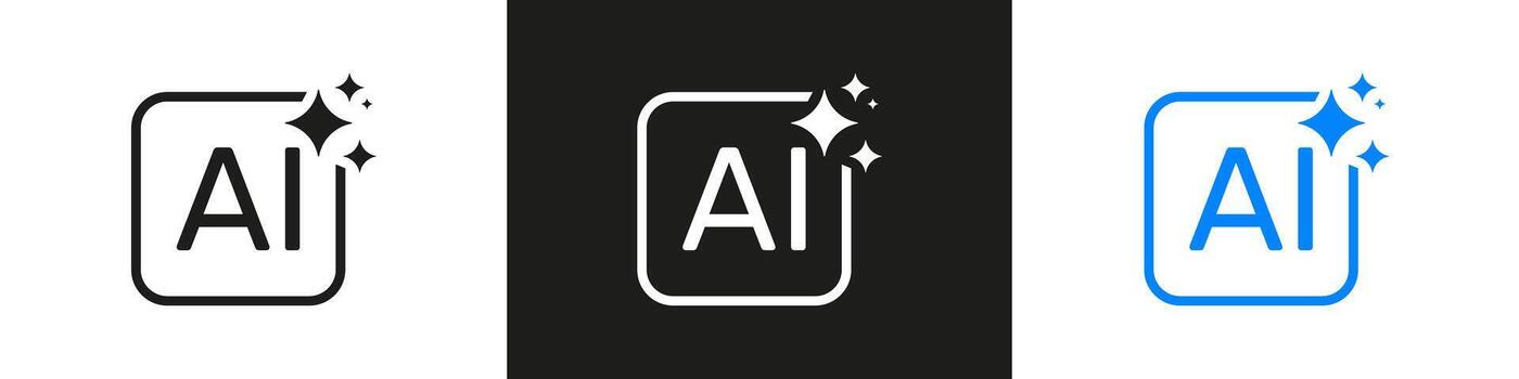 Generate AI Icons. Artificial intelligence Tools. Future Technology Silhouette Symbol Collection. Isolated Illustration vector