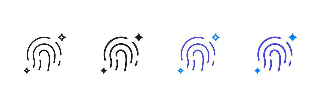 Ai Fingerprint Recognition Line And Solid Icon Set. Biometric Security, Identity Verification, And Access Control Outline And Silhouette Symbol. Digital Authentication. Isolated Illustration vector