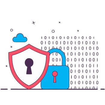 un proteger y bloquear con binario código representando la seguridad cibernética y datos proteccion vector