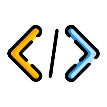 colourful programming bracket symbol for coding and software development vector