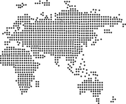 A dotted world map in a pointillist style, vector