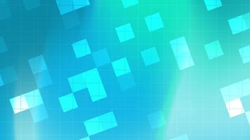 modern digital bakgrund med slät lysande former och flytande kvadrater över en trogen rutnät mönster. perfekt för teknologi annonser, ui design, strömning banderoller, och abstrakt animering projekt. video