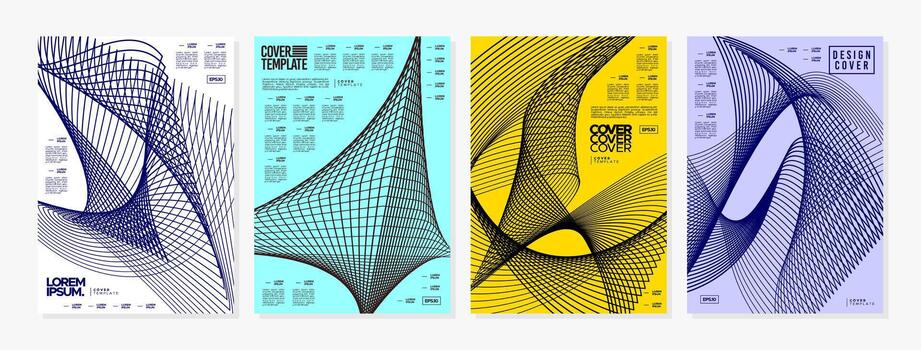 Cyberspace digital network line abstract cover set vector