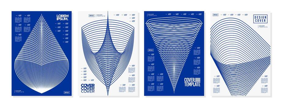 Modern blueprint abstract dynamic line cover set vector