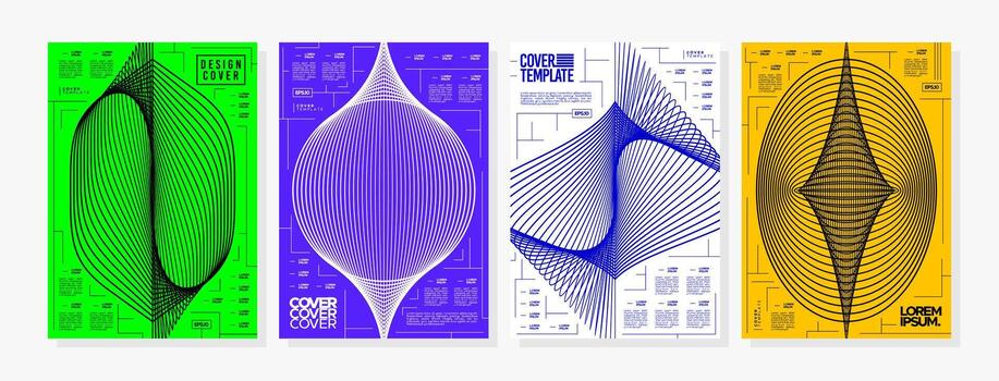 Cyberspace geometry motion line structure shape cover set vector