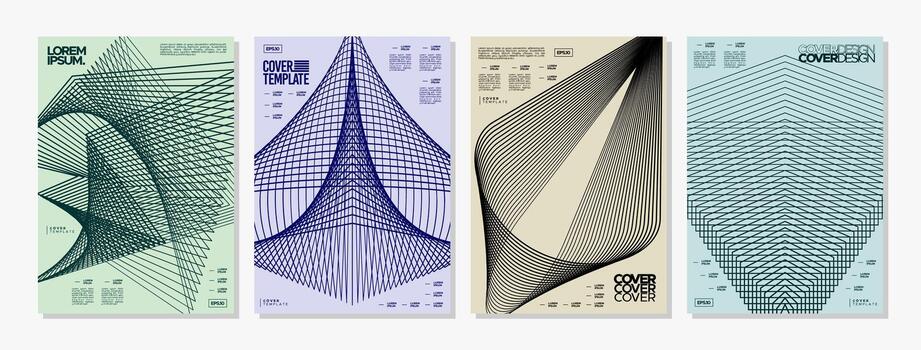 Modern innovation visual effect line abstract cover set vector