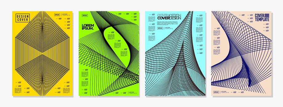 Set of structure system dynamic line abstract cover vector