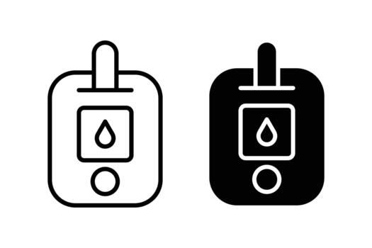 digital glucose meter icon, used for blood sugar tracking. blood glucose meter with a drop icon on screen. vector