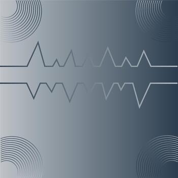 Abstract Blue Gradient Background with Heartbeat Line and Circular Wave Elements vector