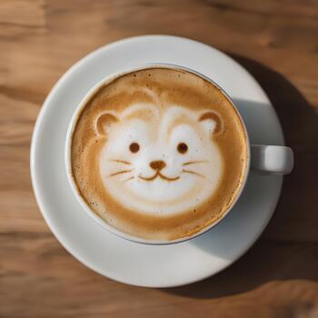 coffee foam in the shape of a smile photo