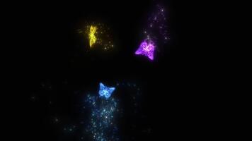 resumen neón mariposa enjambre con color partículas lazo antecedentes video