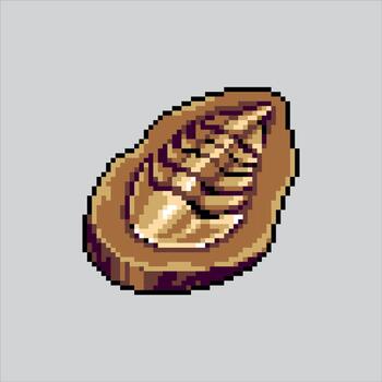 Pixel art illustration Fossil in Stone. Pixelated Prehistoric Fossil. Prehistoric Fossil in Stone Icon pixelated for the pixel art game and icon for website and game. old school retro. vector