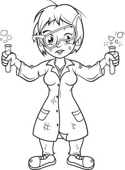 Excited scientist conducting cool science experiments with test tubes in the lab, perfect for illustrating education, discovery, or a quirky, fun science project for kids vector