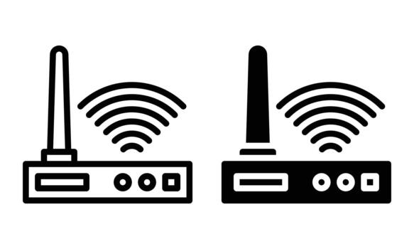 Router Icon with Outline and Glyph Style vector