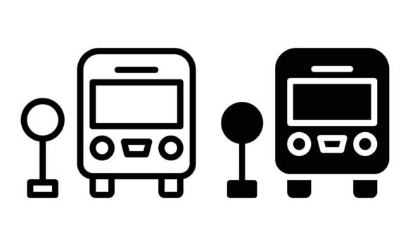 autobús detener icono con contorno y glifo estilo vector