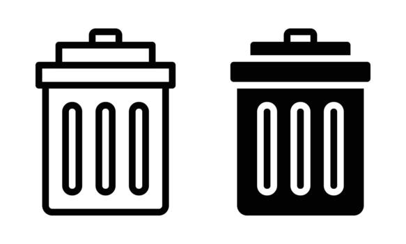 Trash Can Icon with Outline and Glyph Style vector