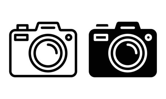 Camera Icon with Outline and Glyph Style vector