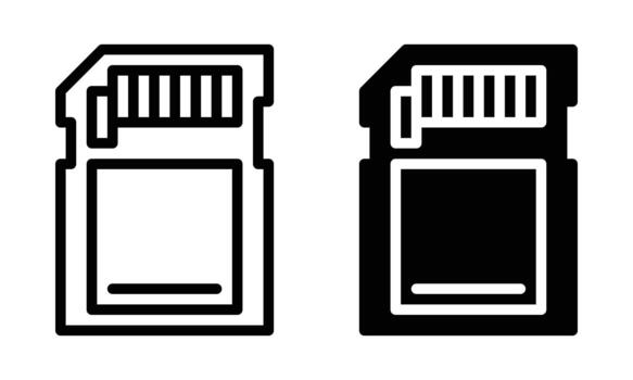 Memory Card Icon with Outline and Glyph Style vector
