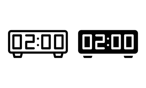 digital reloj icono con contorno y glifo estilo vector
