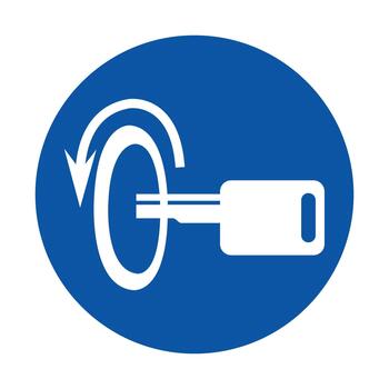 Circular Sign with Key Symbol Representing Rotation and Access Control vector