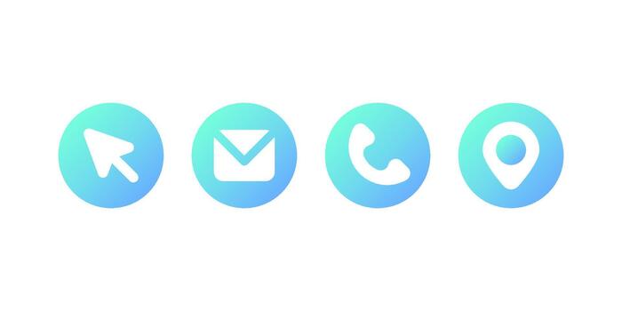 Contact icon set isolated on transparent background. Containing name, address, location, mail, website, telephone, cell phone, fax for app and website vector