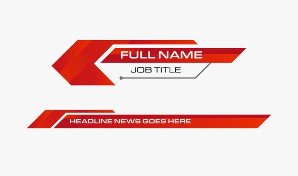 Set of lower third bar template for breaking news. Red gradient name or title for television reporter. vector