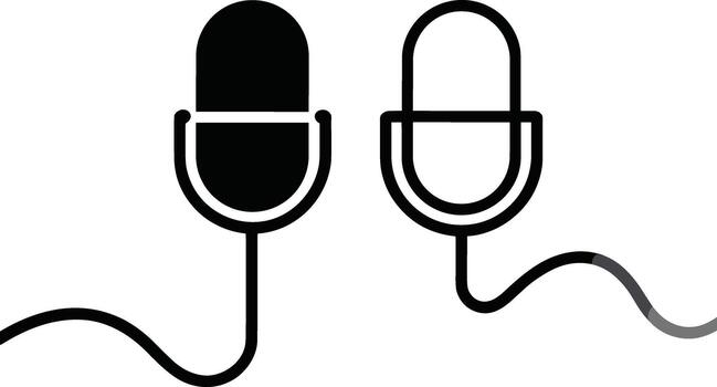 Podcast Microphones Icon Set for Audio Recording or Interview vector