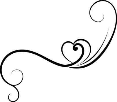 Elegant floral curl design with heart shape on white background art vector