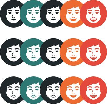 Mood swings illustrated by changing faces in different colorful circles vector