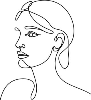 Elegant Womans Profile Continuous Line Art for Minimalist Design Projects vector