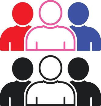 Crowd of People Icon Set in Various Colors and Styles vector