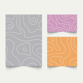 Twisted lines, fluid, curved, wiggling stripes, waves backgrounds set. Liquid, chaotic retro ornaments, groovy hippie patterns collection. illustration vector