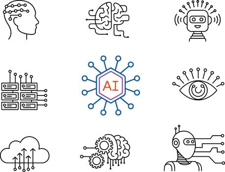 Artificial intelligence concepts abstract icons. vector