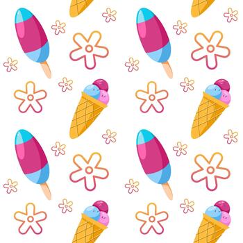 Seamless Pattern ice cream with decorative vector
