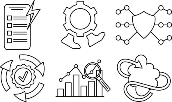digital flujo de trabajo automatización línea icono sábana presentando auto desencadenar tarea, inteligente rutina constructor, error gratis flujo de trabajo, auto aprobar, profético tarea conocimiento, sin costura sincronizar operación vector