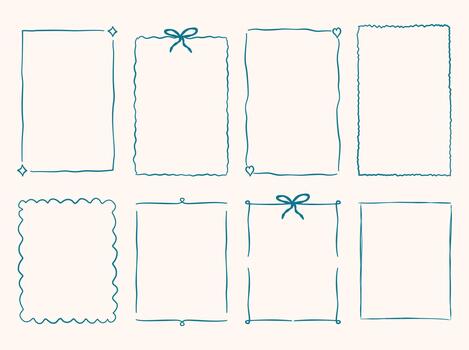 Handdrawn Whimsical Border Frame Collection. Handdrawn Decorative Frame Collection. Playful Whimsical Border Set vector