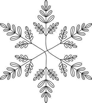 Black and white symmetrical leaf pattern outline vector