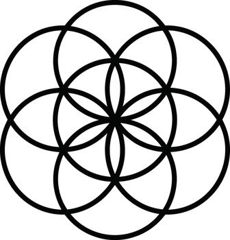 Black seed of life geometric pattern on white background vector