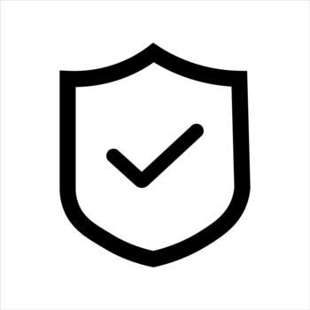 Shield with check mark icon security protection and verification symbol vector