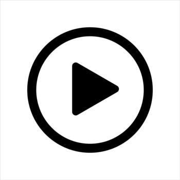 Simple black and white play button icon on a white background vector