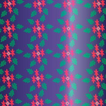 Floral pattern with red flowers and green leaves on a gradient background vector