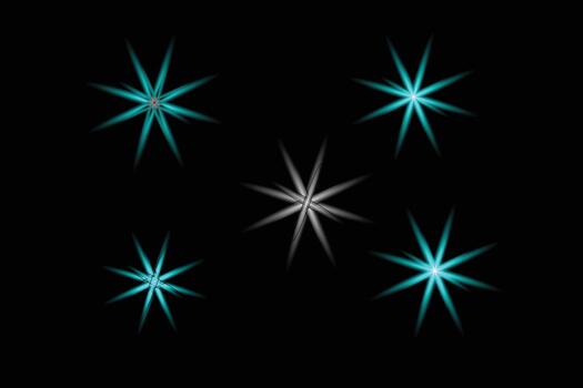 Abstract glowing starbursts and sparkles on a dark background vector